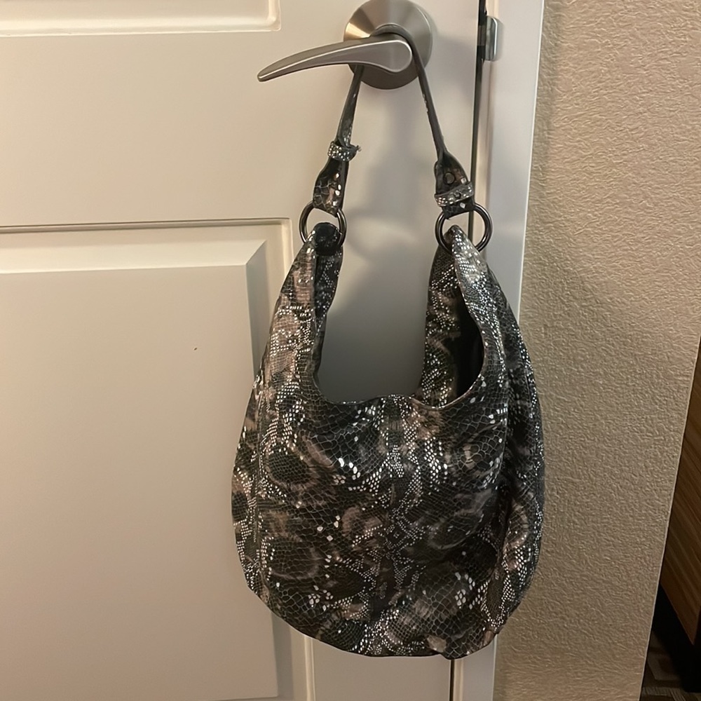 New Hobo Original Gardner Metal Snake Leather Handbag Purse